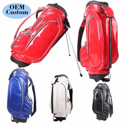 2017 custom Red Black Blue White PU Leather Golf Stand Bag Waterproof